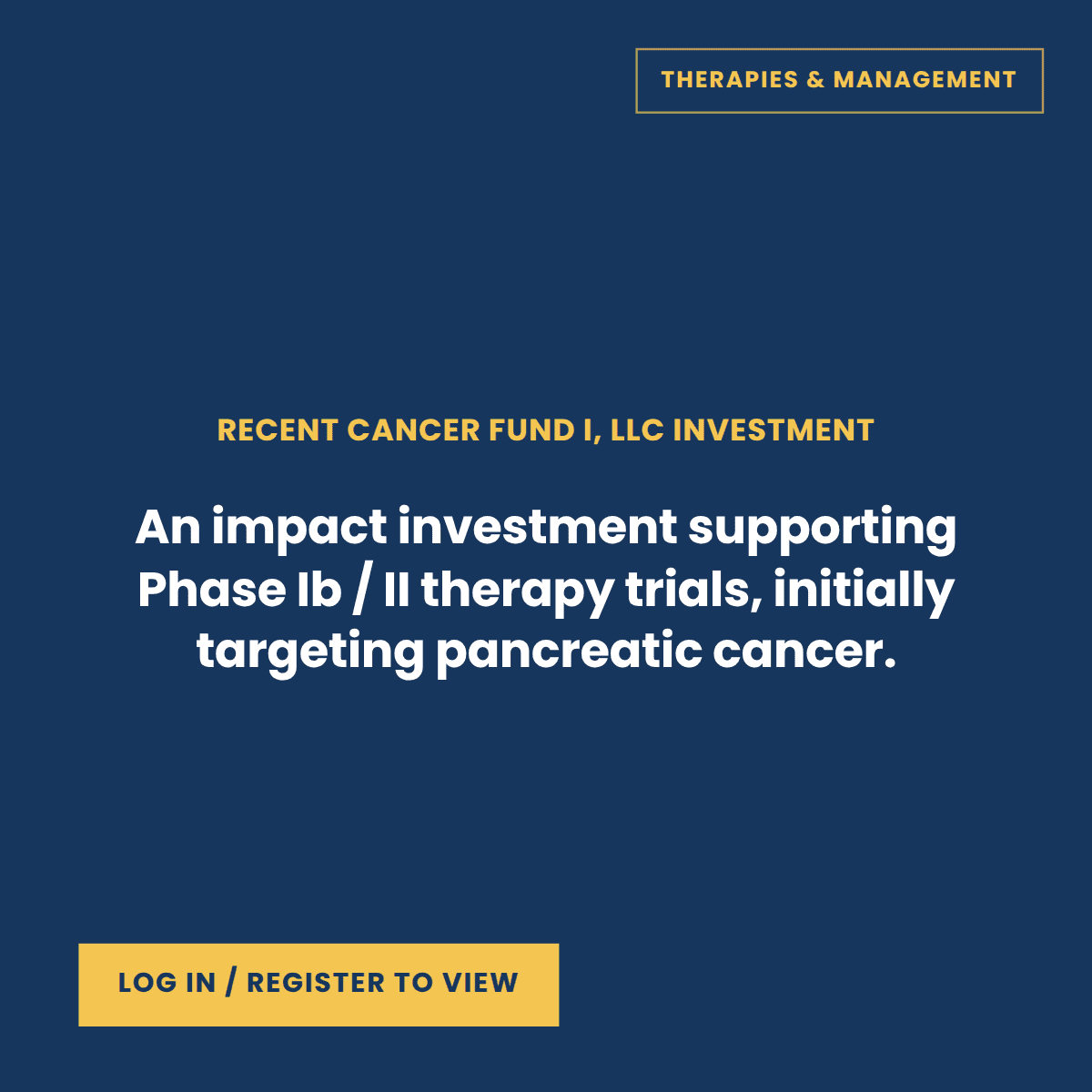 Cancer Fund I portfolio company