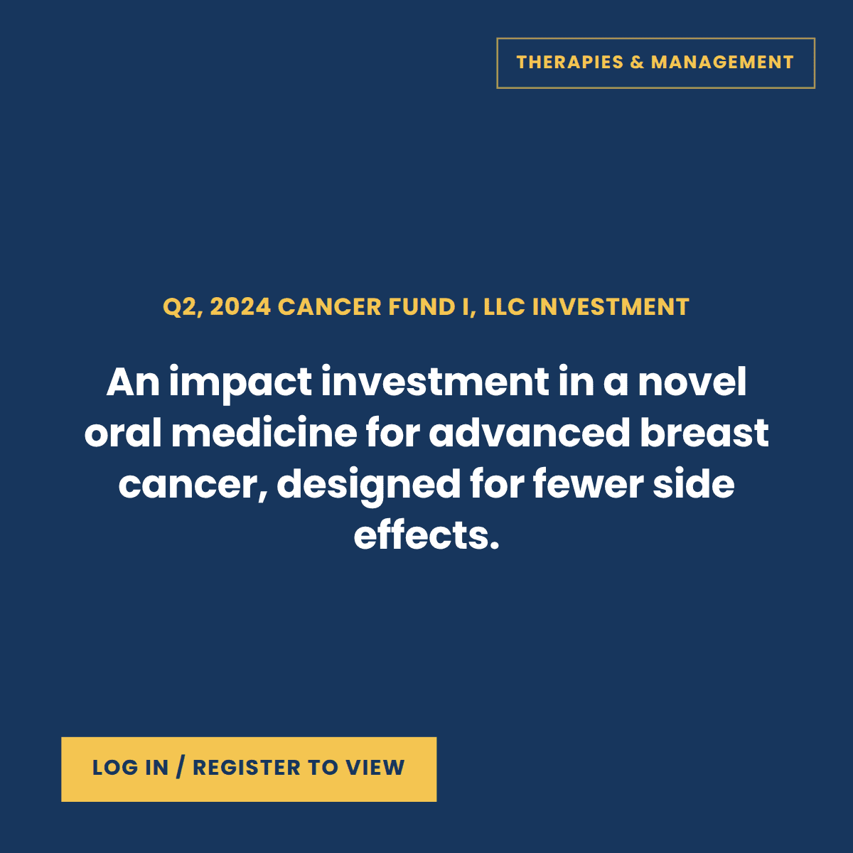 Cancer Fund I portfolio company